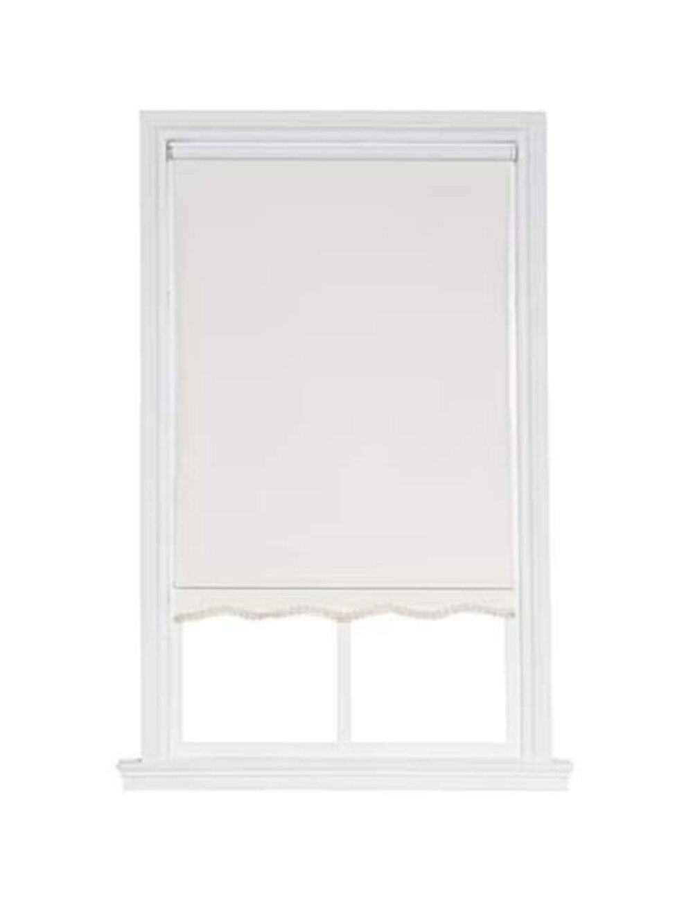 Cordless Vinyl Roller Shade Fringed Ivory Vapor 21'' x 64''